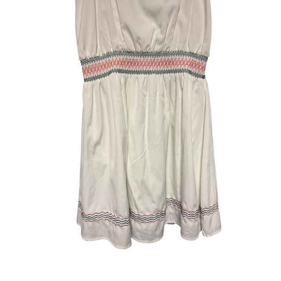 Olive & Oak White Embroidered Tassel Tie Mini Dress Small Boho LV 4S 7880 - Picture 7 of 9